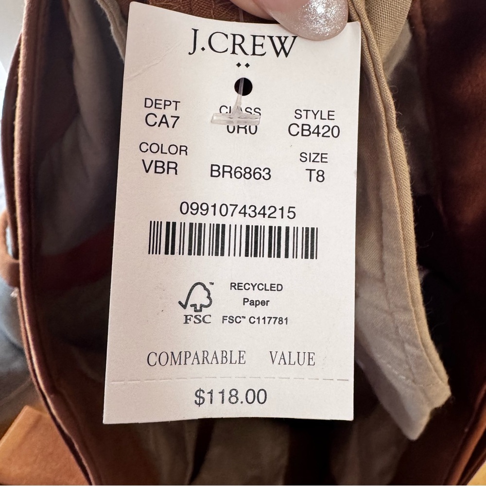 NWT•J. Crew Factory•Women's Belted Straight-Leg Trousers
Sz 8 Tall - Picture 9 of 9